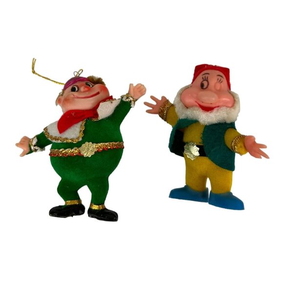 Walt Disney Productions Tweedle Dee / Dum & Bashful Dwarf Christmas Ornament VTG - Picture 1 of 12